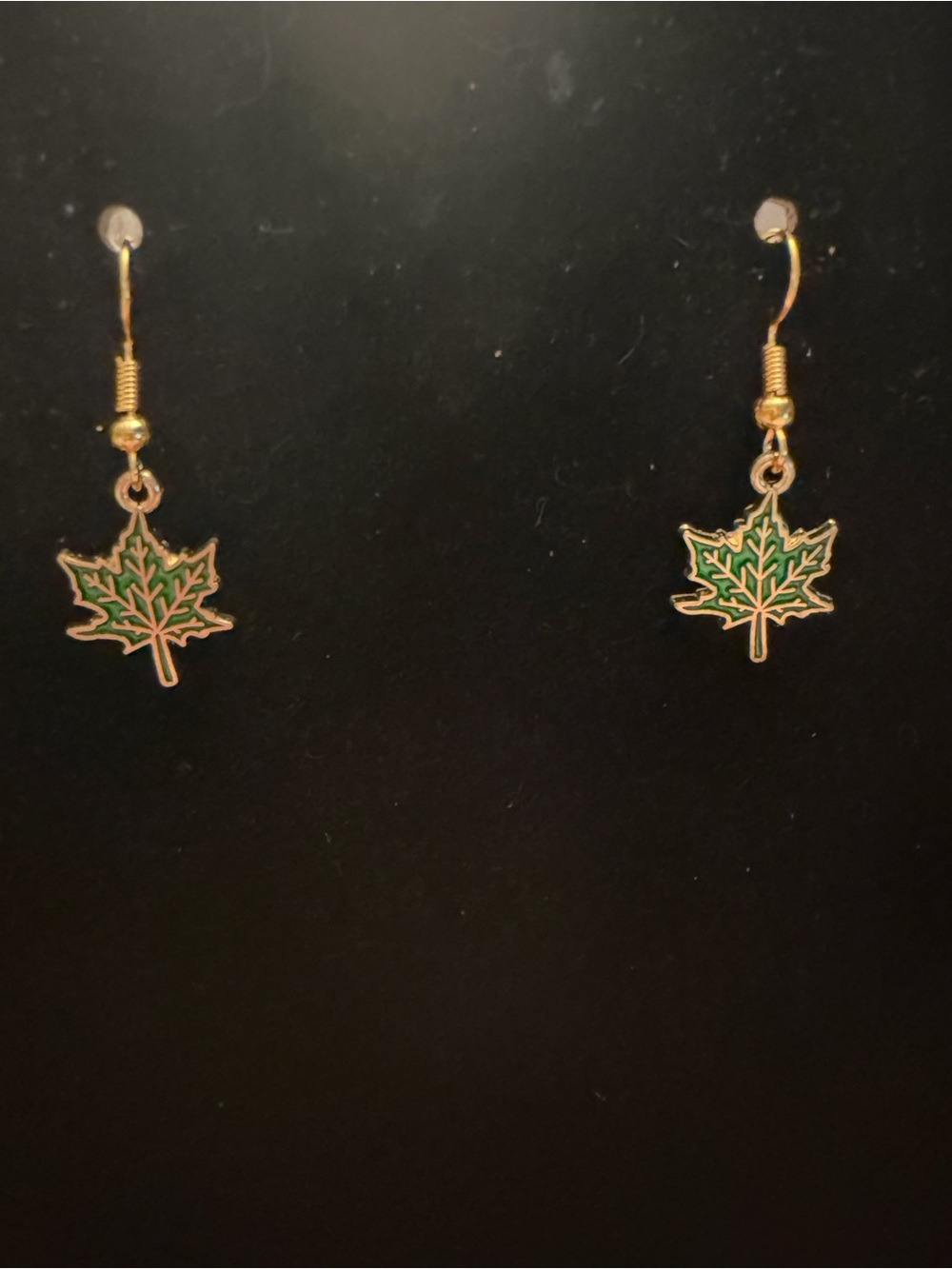 🎇Multi🎇Gold Plated Green Maple Leaf Drop Earrings (3/$15)